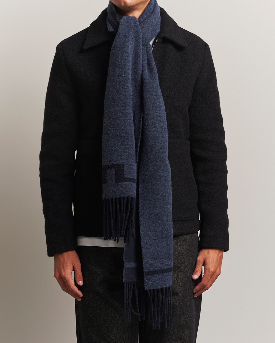 Herre | Halstørklæder | J.Lindeberg | Champ Wool Doublefaced Scarf Navy