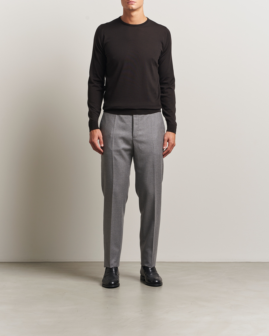 Herre | Trøjer | John Smedley | Lundy Extra Fine Merino Crew Neck Faulkner Brown