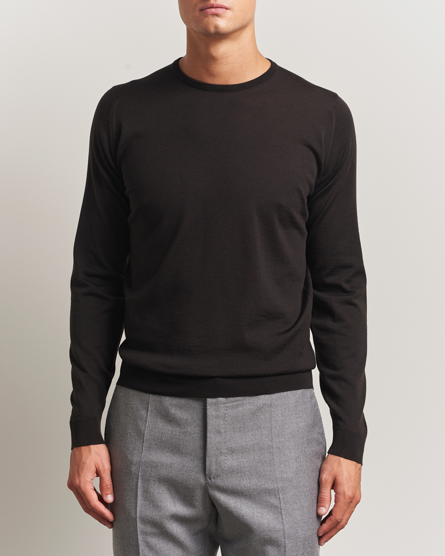 Herre | Trøjer | John Smedley | Lundy Extra Fine Merino Crew Neck Faulkner Brown