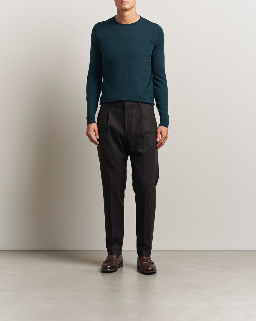 Herre | Trøjer | John Smedley | Lundy Extra Fine Merino Crew Neck Richardson Green