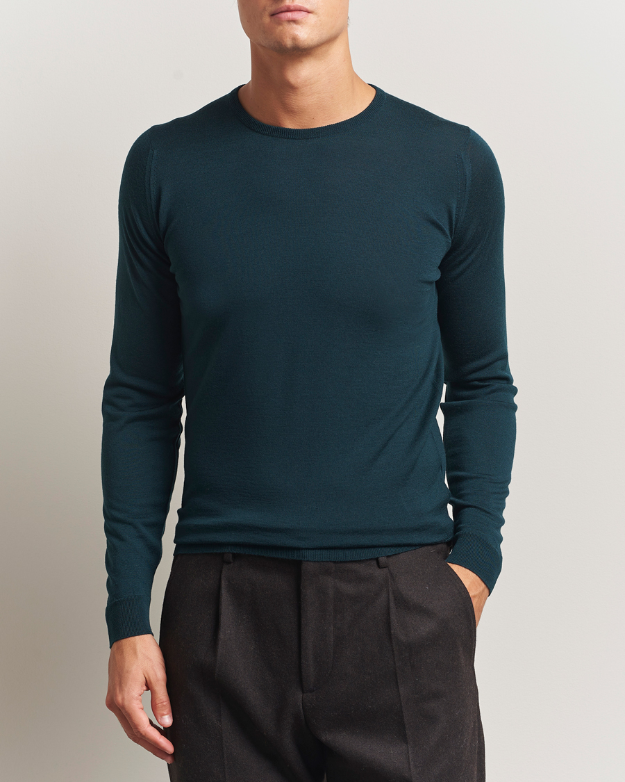 Herre | Trøjer | John Smedley | Lundy Extra Fine Merino Crew Neck Richardson Green