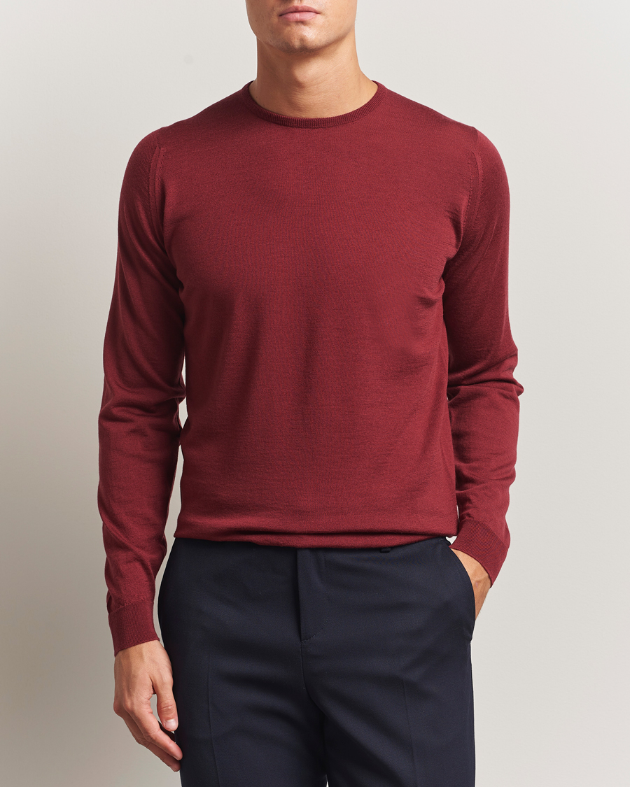 Herre | Trøjer | John Smedley | Lundy Extra Fine Merino Crew Neck Wolf Red