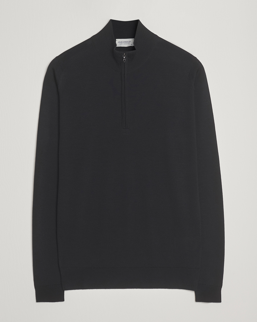 Herre | Trøjer | John Smedley | Barrow Extra Fine Merino Half Zip Black