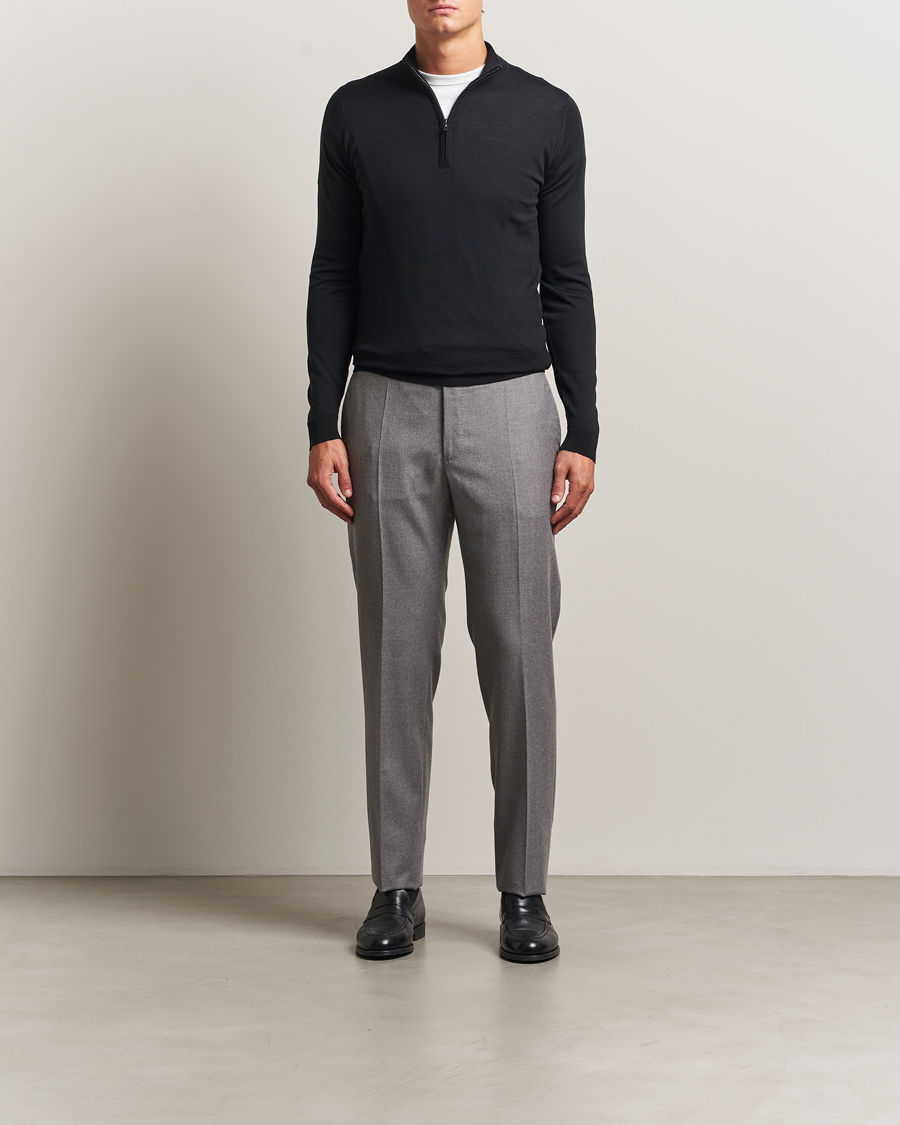 Herre | Trøjer | John Smedley | Barrow Extra Fine Merino Half Zip Black