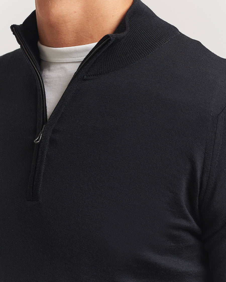 Herre | Trøjer | John Smedley | Barrow Extra Fine Merino Half Zip Black