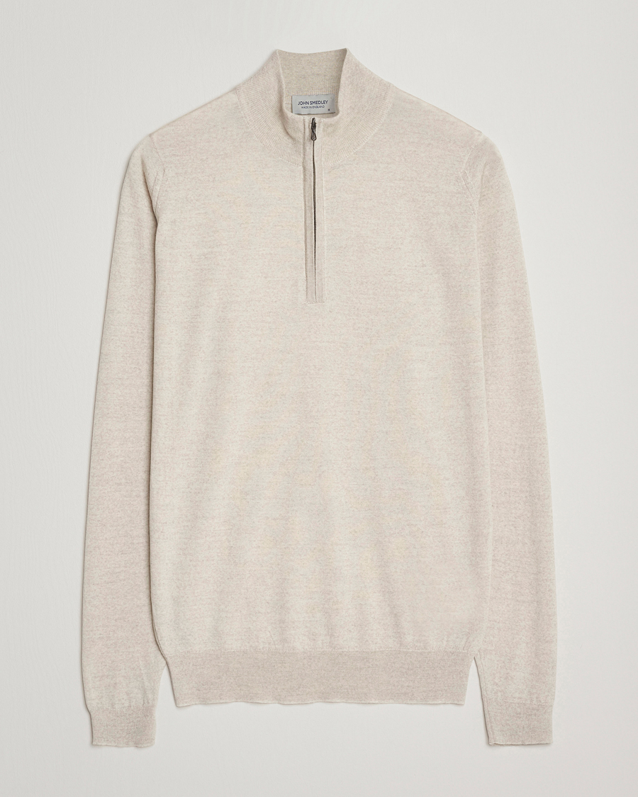Herre | Trøjer | John Smedley | Barrow Extra Fine Merino Half Zip Grey Fleece