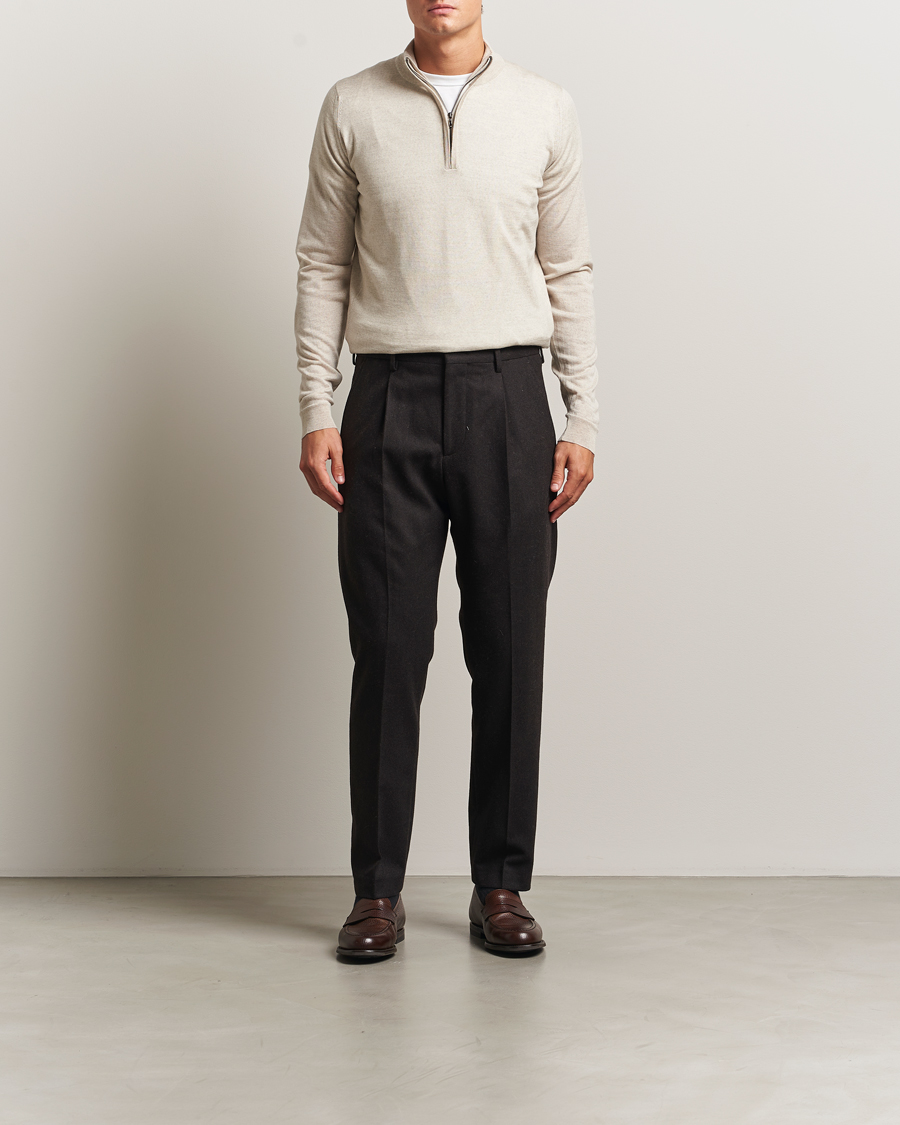 Herre | Trøjer | John Smedley | Barrow Extra Fine Merino Half Zip Grey Fleece