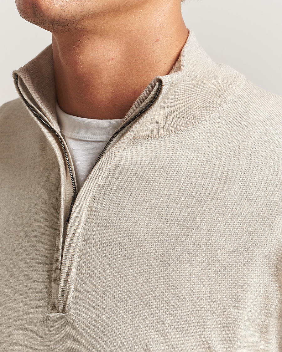 Herre | Trøjer | John Smedley | Barrow Extra Fine Merino Half Zip Grey Fleece