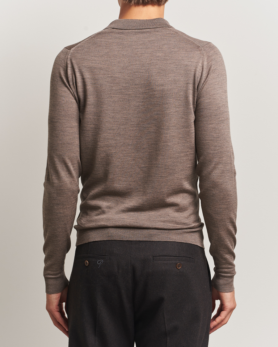 Herre | Trøjer | John Smedley | Belper Extra Fine Merino Polo Pullover Mushroom Brown