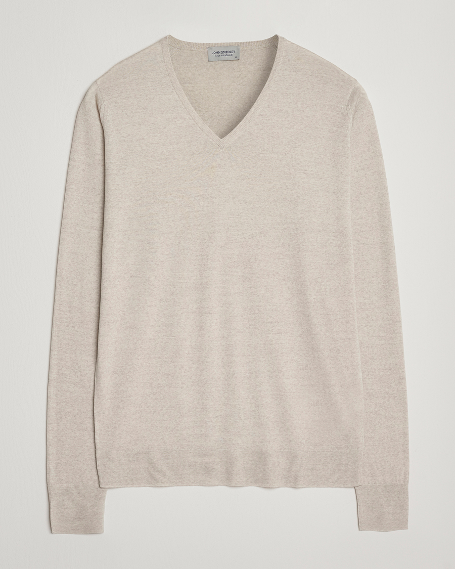 Herre | Trøjer | John Smedley | Bobby Extra Fine Merino V-Neck Pullover Grey Fleece