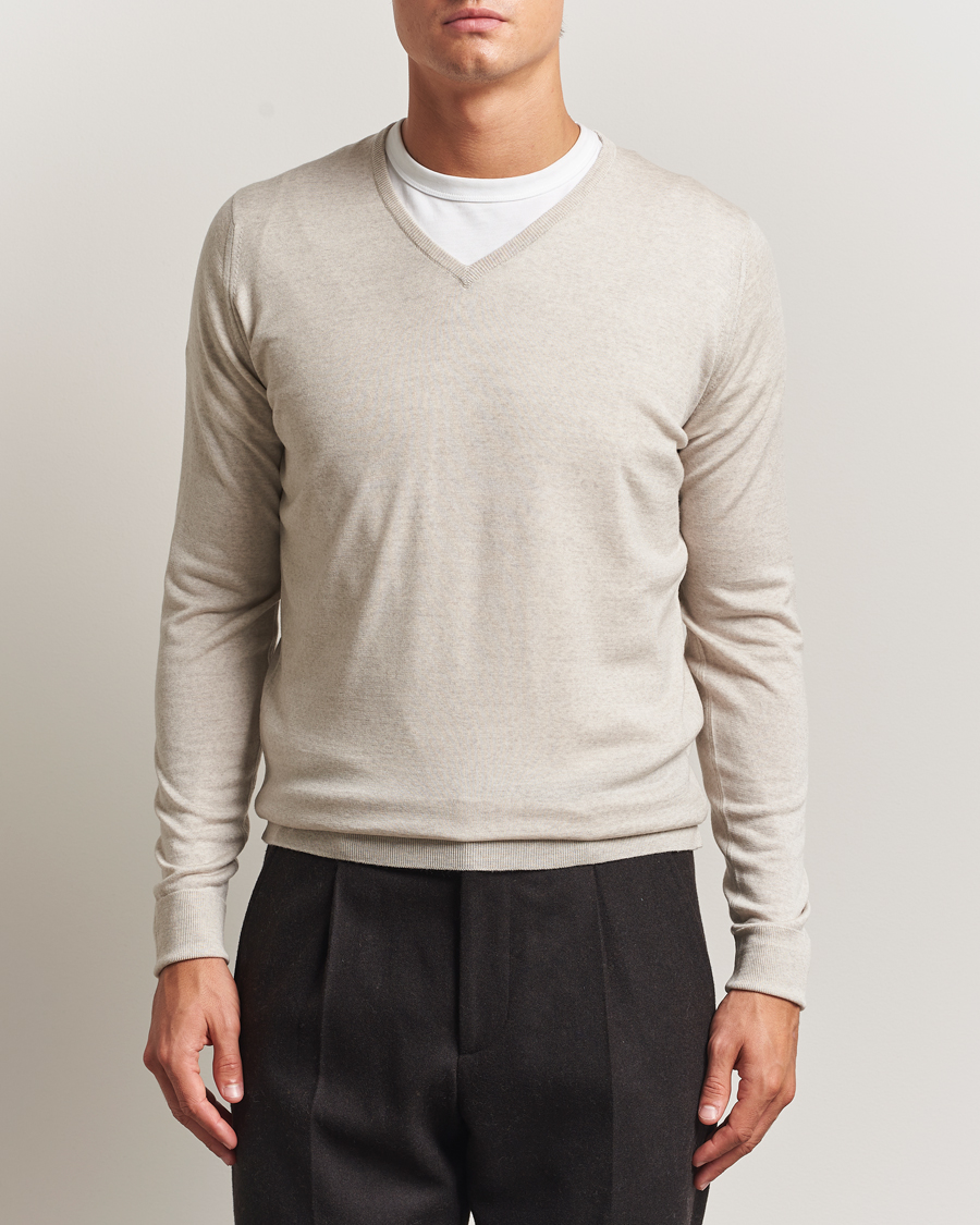 Herre | Trøjer | John Smedley | Bobby Extra Fine Merino V-Neck Pullover Grey Fleece