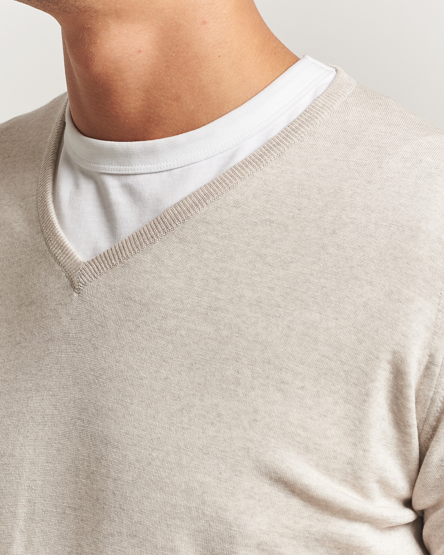 Herre | Trøjer | John Smedley | Bobby Extra Fine Merino V-Neck Pullover Grey Fleece