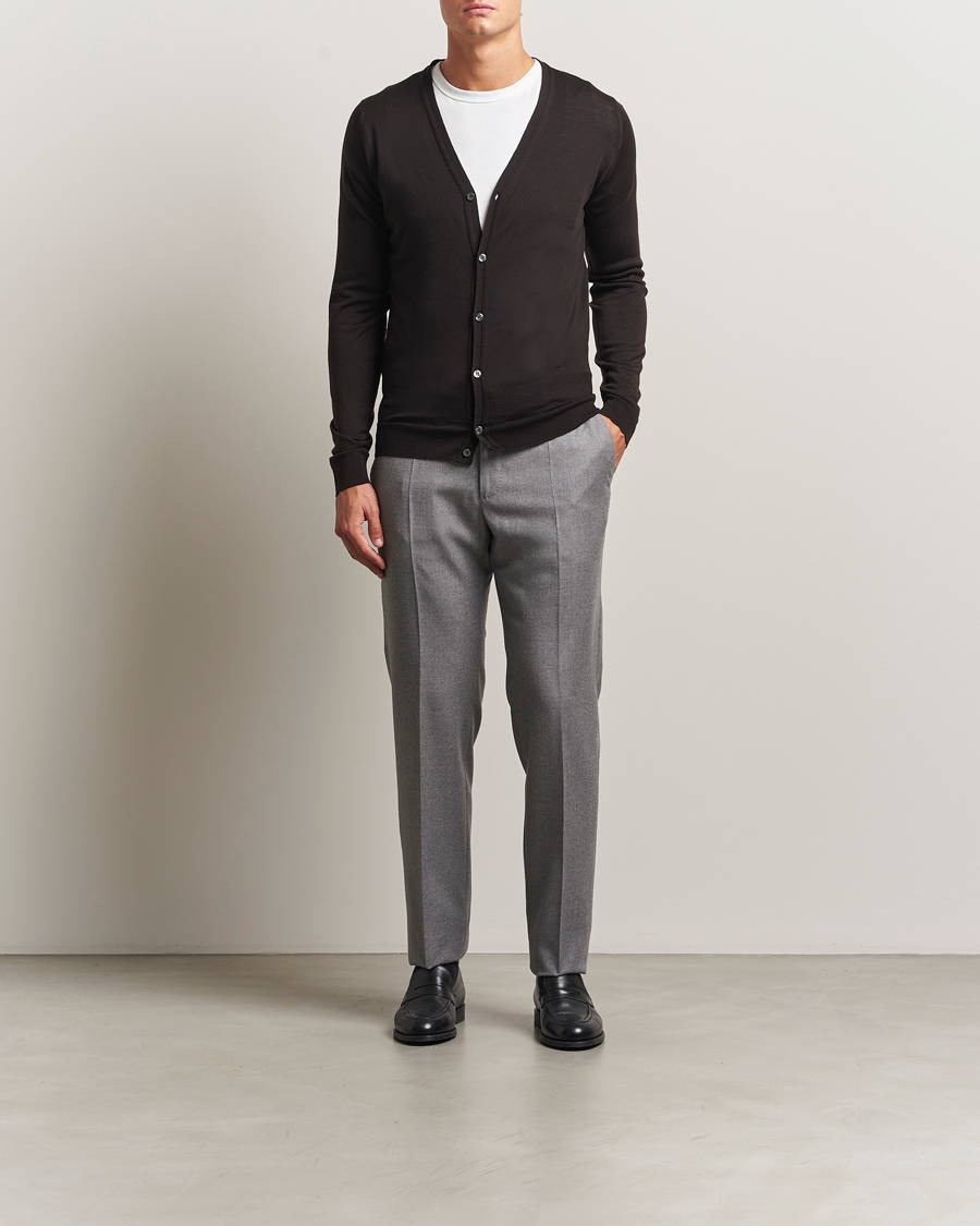 Herre | Trøjer | John Smedley | Petworth Extra Fine Merino Cardigan Faulkner Brown