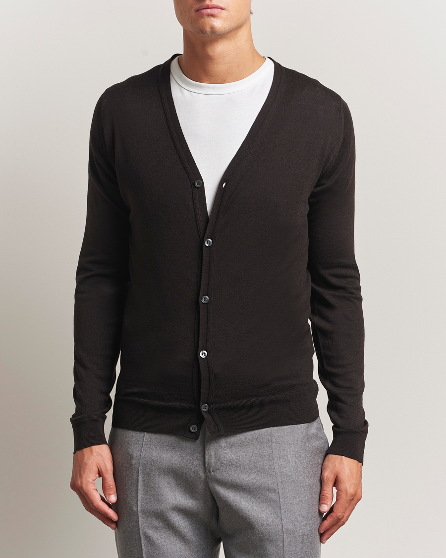 Herre | Trøjer | John Smedley | Petworth Extra Fine Merino Cardigan Faulkner Brown