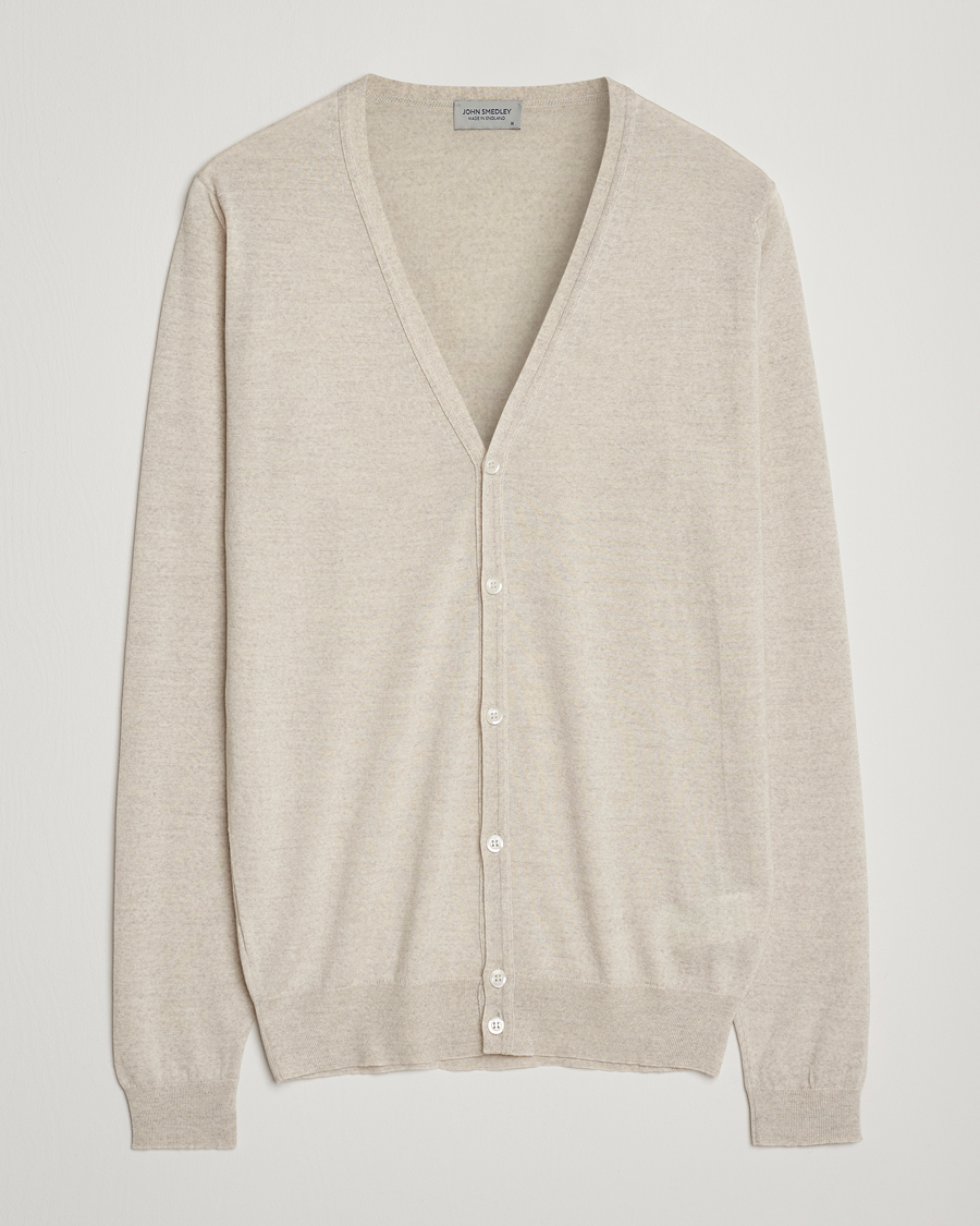 Herre | Trøjer | John Smedley | Petworth Extra Fine Merino Cardigan Grey Fleece
