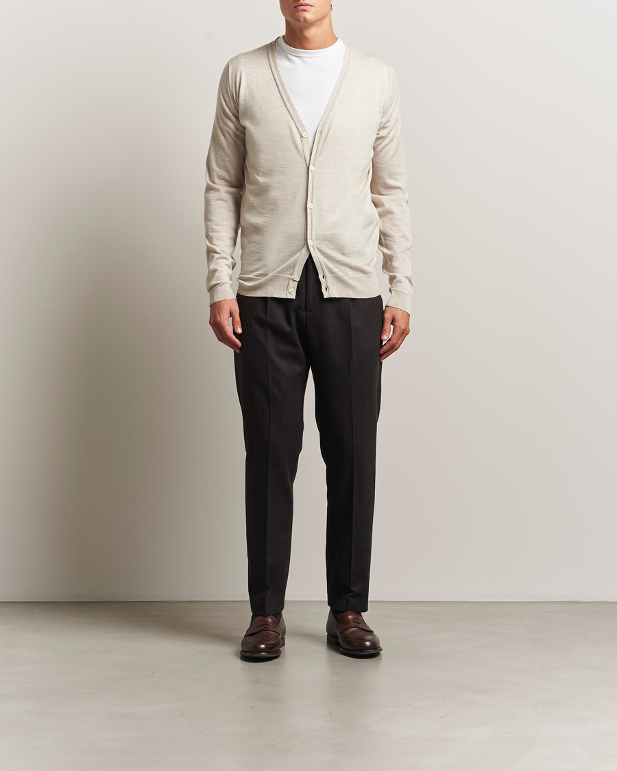 Herre | Trøjer | John Smedley | Petworth Extra Fine Merino Cardigan Grey Fleece