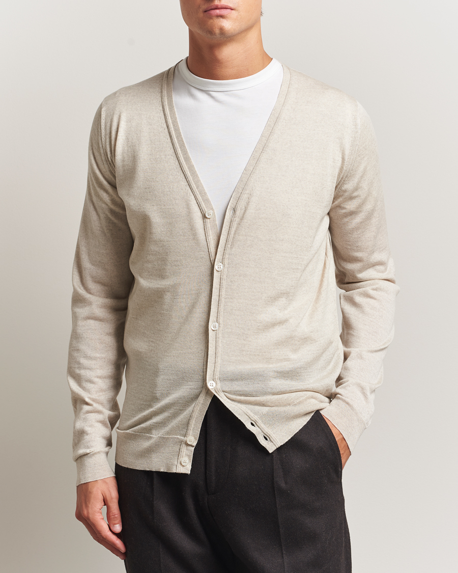 Herre | Trøjer | John Smedley | Petworth Extra Fine Merino Cardigan Grey Fleece