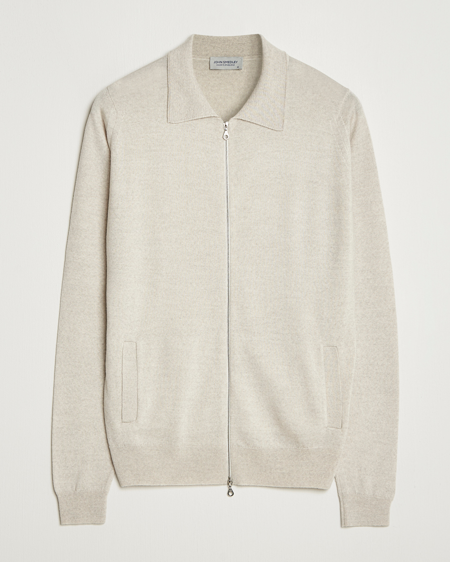 Herre | Trøjer | John Smedley | Alston Extra Fine Merino Full Zip Grey Fleece