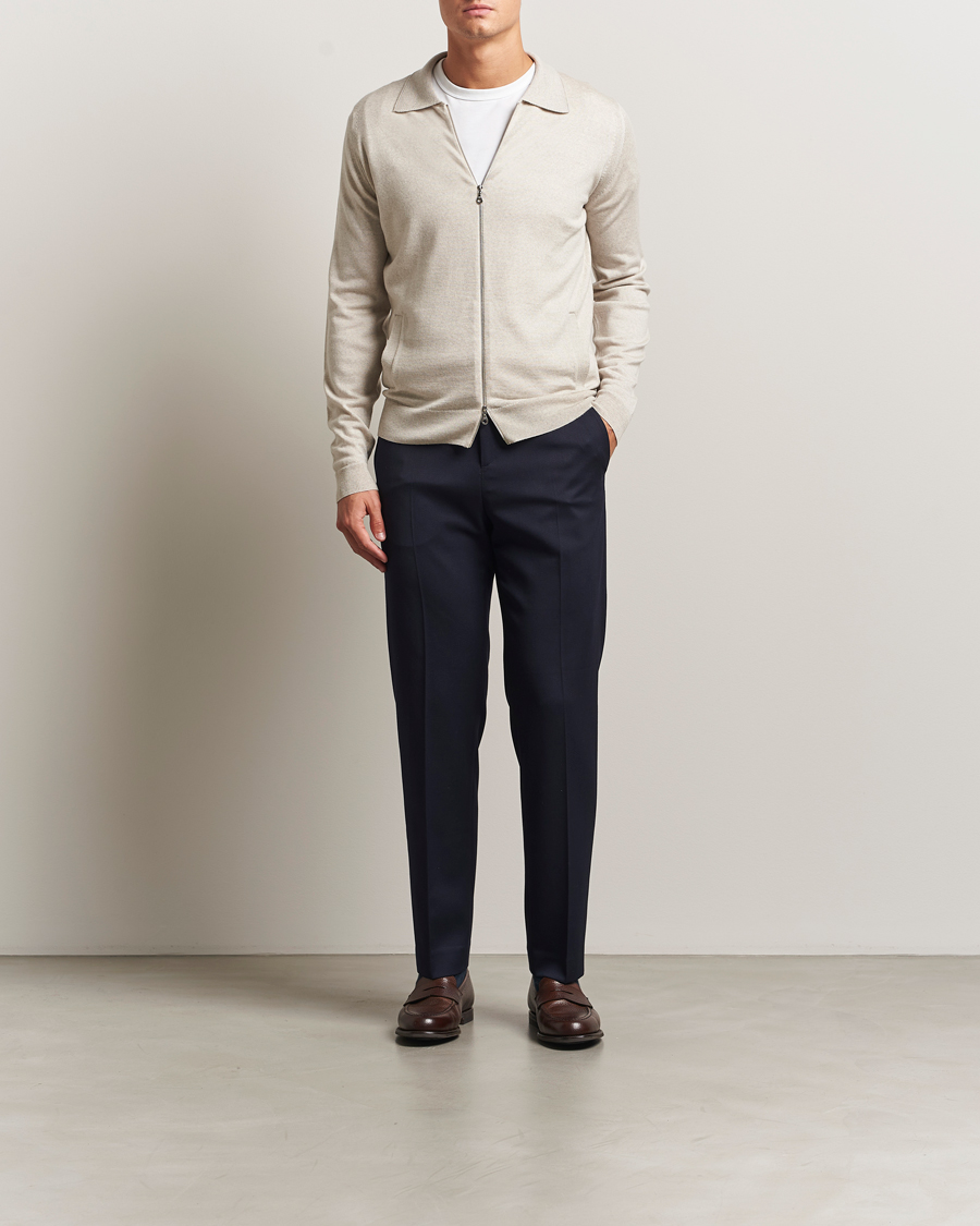Herre | Trøjer | John Smedley | Alston Extra Fine Merino Full Zip Grey Fleece