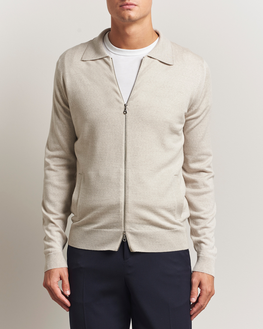 Herre | Trøjer | John Smedley | Alston Extra Fine Merino Full Zip Grey Fleece