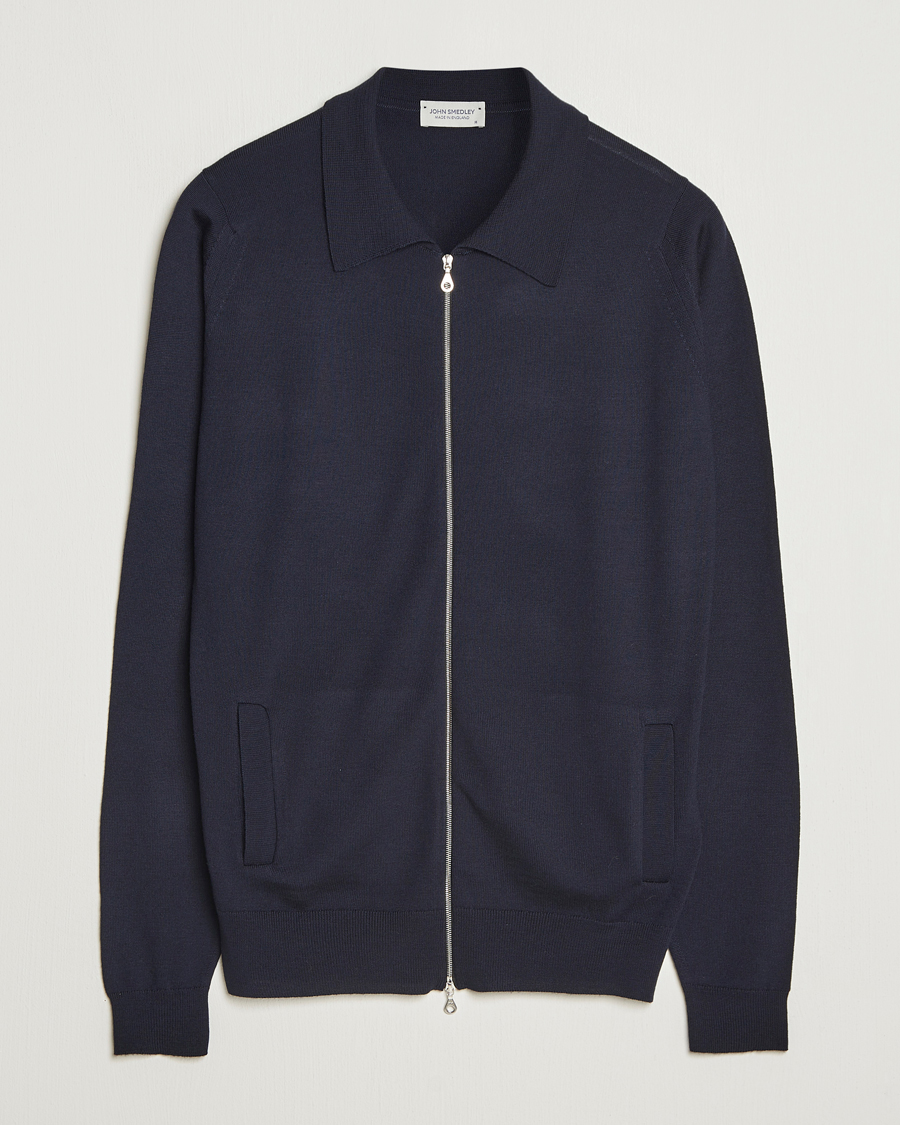 Herre | Trøjer | John Smedley | Alston Extra Fine Merino Full Zip Midnight