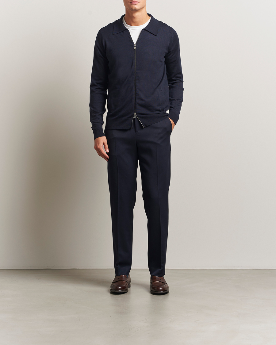 Herre | Trøjer | John Smedley | Alston Extra Fine Merino Full Zip Midnight