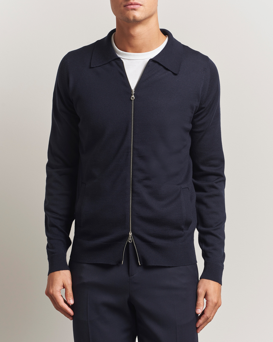 Herre | Trøjer | John Smedley | Alston Extra Fine Merino Full Zip Midnight