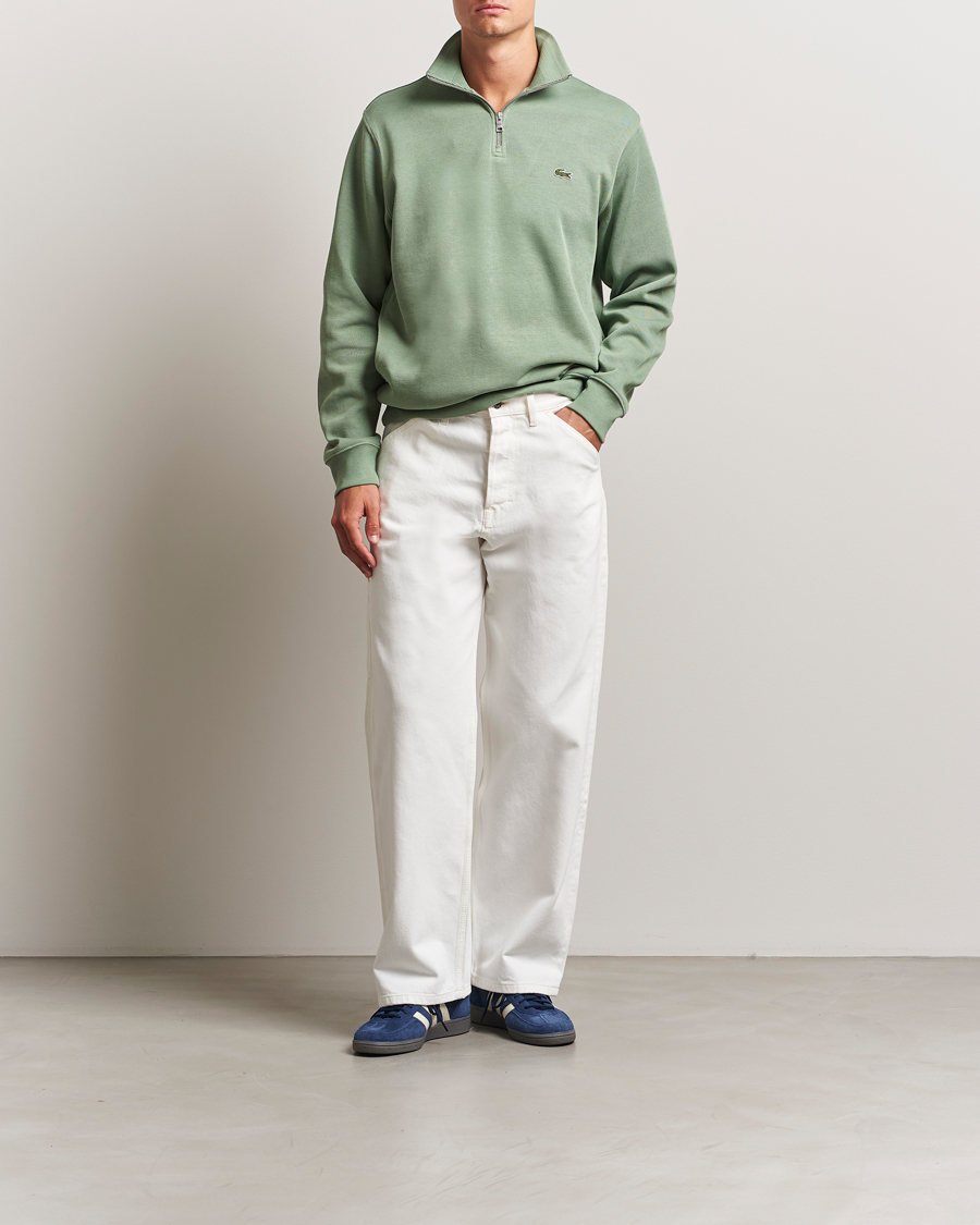 Herre | Trøjer | Lacoste | Rib Interlock Half Zip Thyme Green