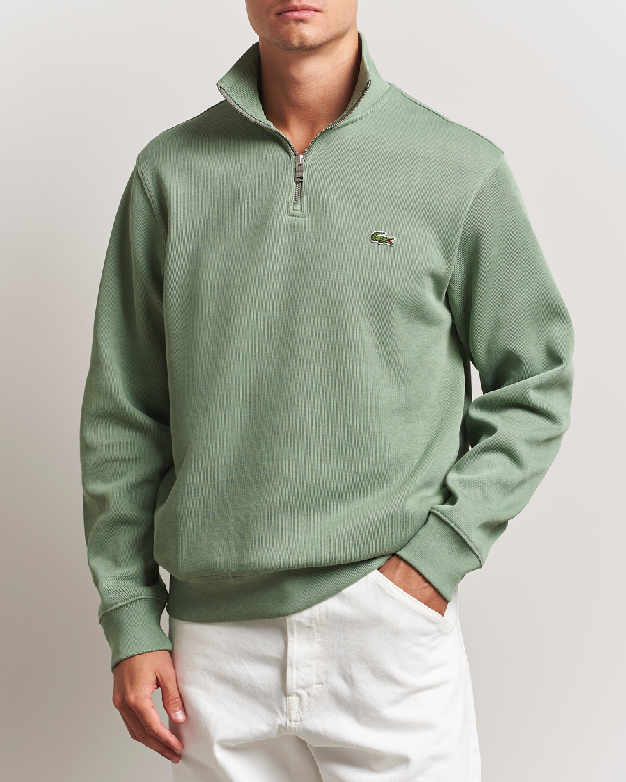 Herre | Trøjer | Lacoste | Rib Interlock Half Zip Thyme Green