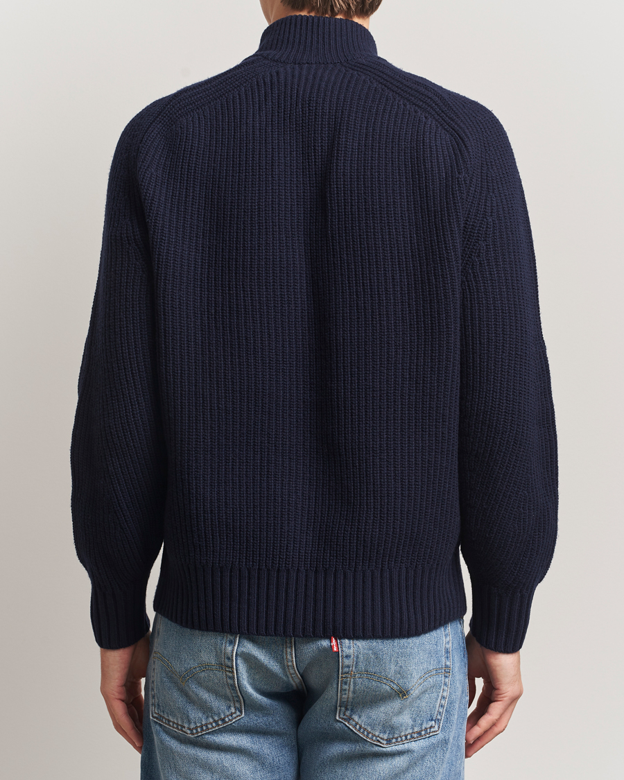 Herre | Trøjer | Lacoste | Heavy Knitted Wool Half Zip Navy
