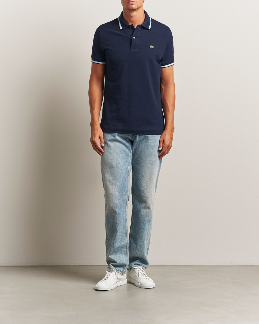 Herre | Polotrøjer | Lacoste | Original Stripe Collar Polo Piké Navy Blue