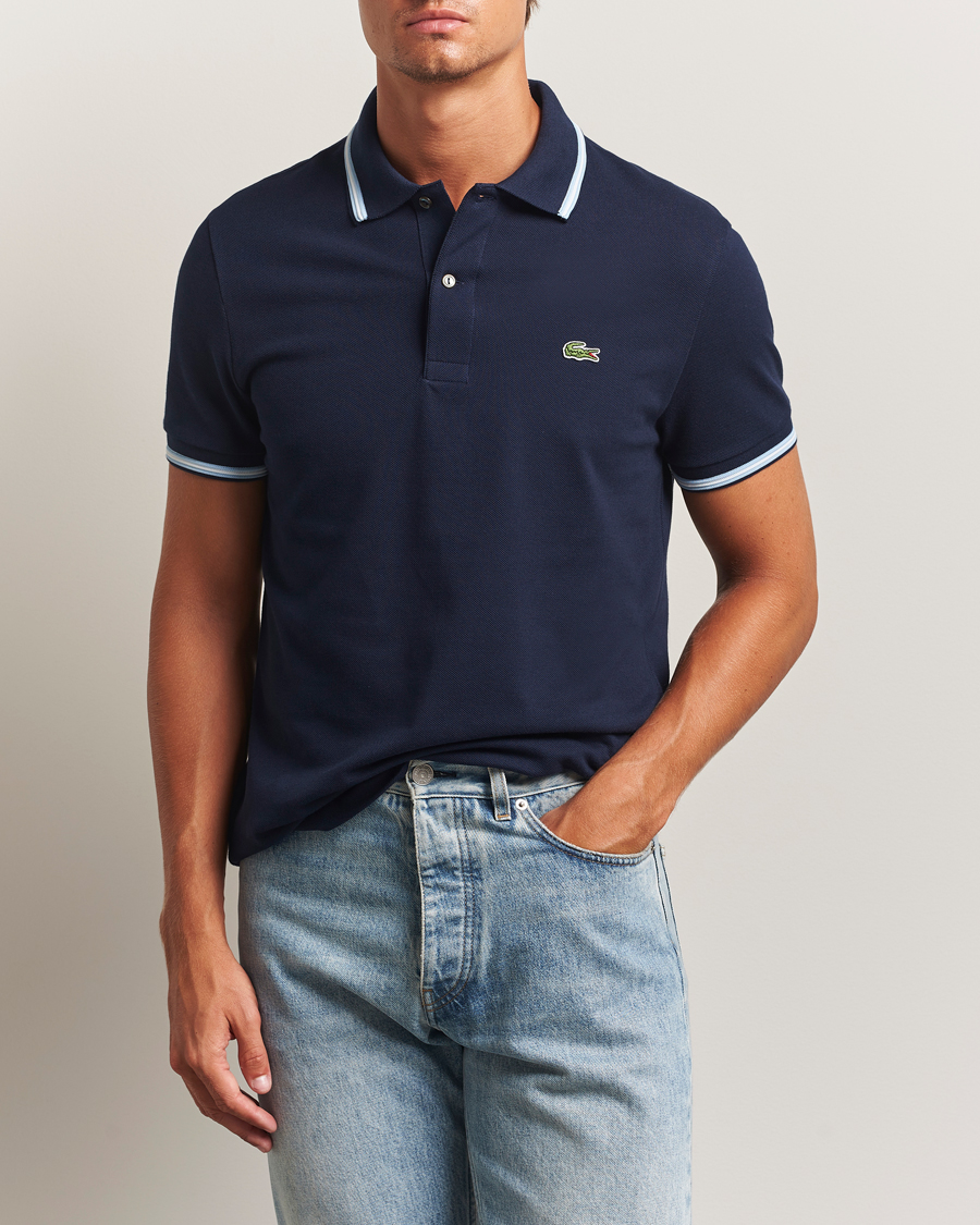 Herre | Polotrøjer | Lacoste | Original Stripe Collar Polo Piké Navy Blue