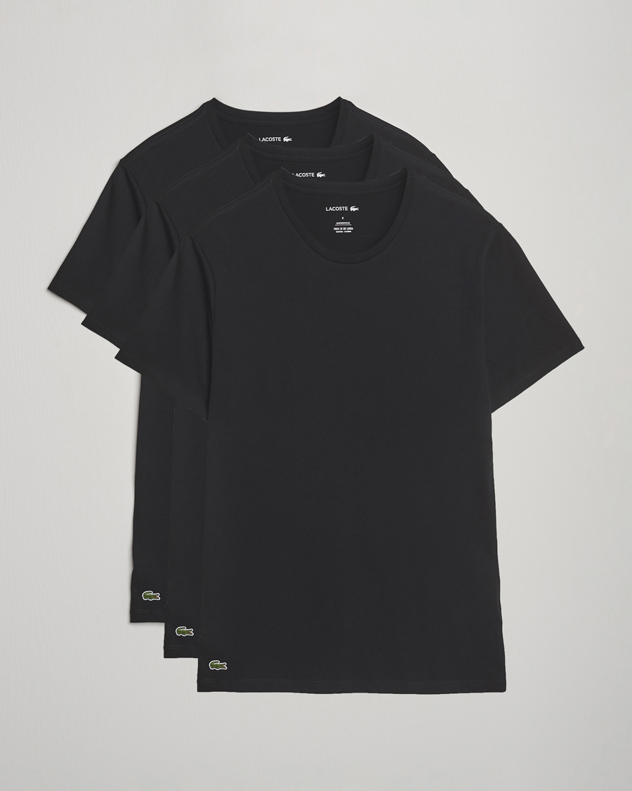 Herre | T-Shirts | Lacoste | 3-Pack Crew Neck T-Shirt Black