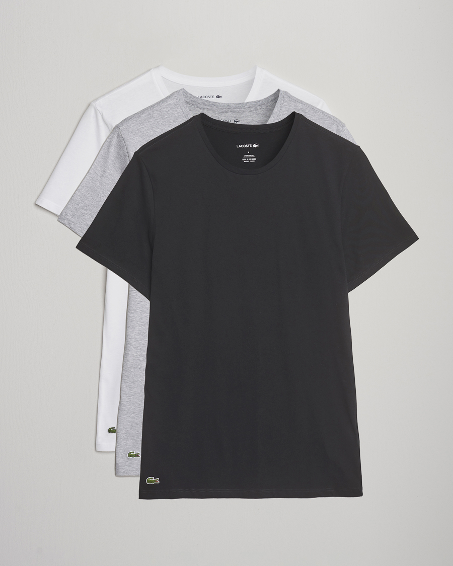 Herre | T-Shirts | Lacoste | 3-Pack Crew Neck T-Shirt White/Grey/Black