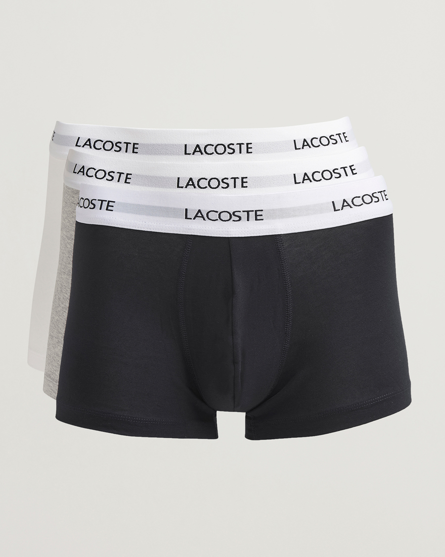 Herre | Undertøj | Lacoste | 3-Pack Stretch Cotton Trunks Black/White/Grey