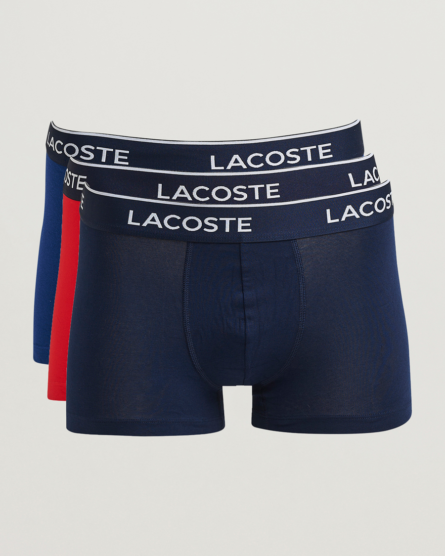 Herre | Undertøj | Lacoste | 3-Pack Stretch Cotton Trunks Navy/Blue/Red