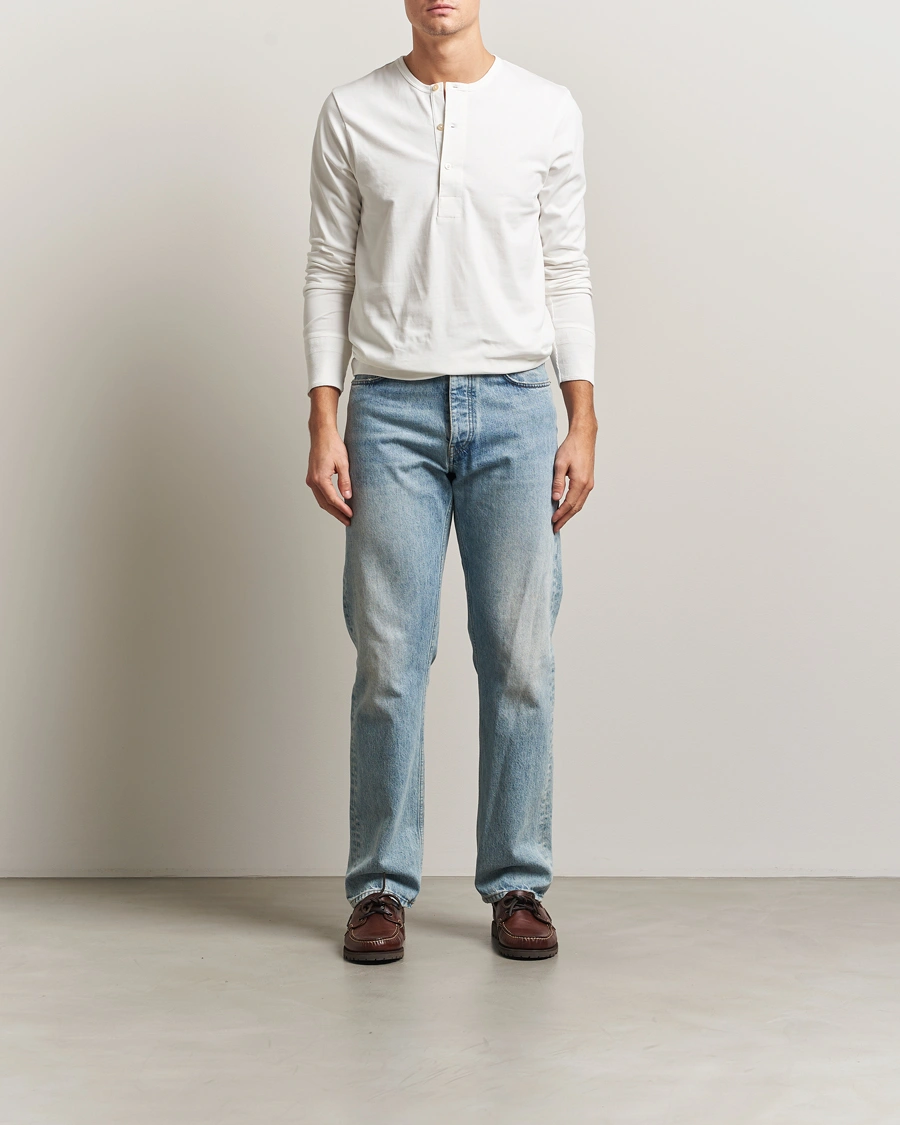 Herre | Trøjer | Merz b. Schwanen | Classic Fit Sturdy Organic Cotton Henley White