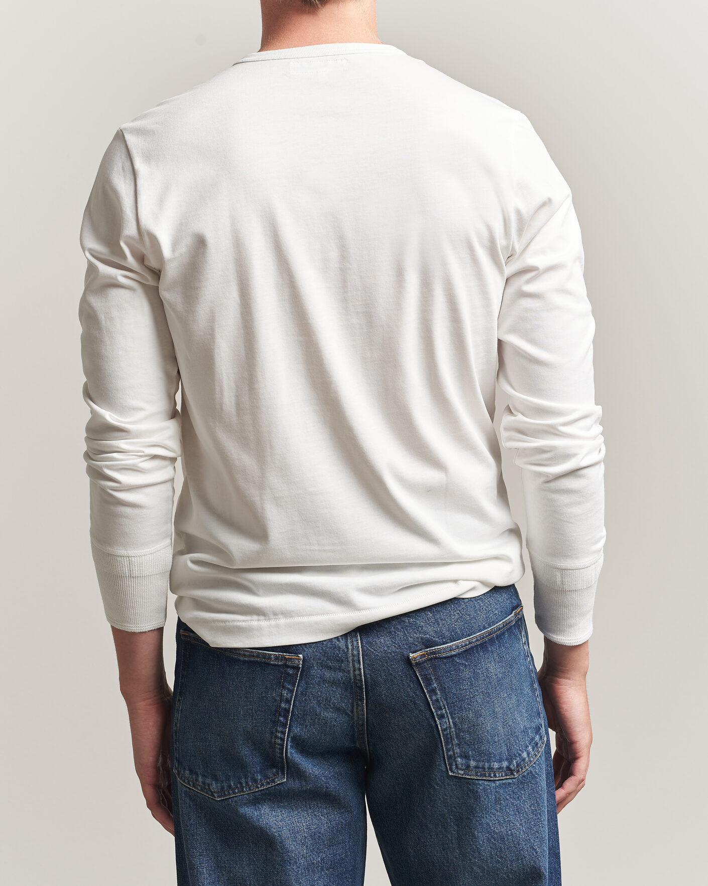 Herre | T-Shirts | Merz b. Schwanen | Classic Fit Sturdy Organic Cotton Henley White