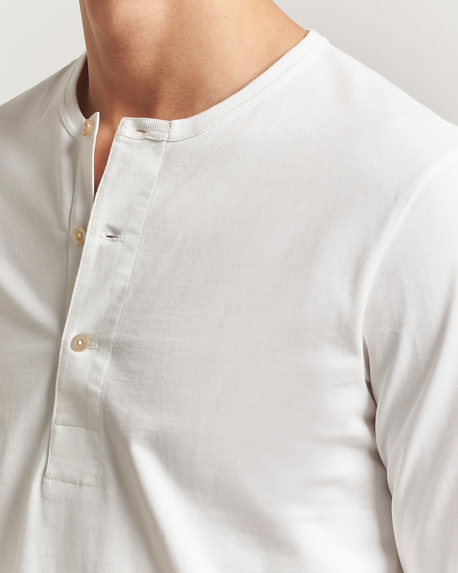 Herre | T-Shirts | Merz b. Schwanen | Classic Fit Sturdy Organic Cotton Henley White
