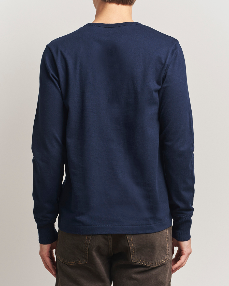 Herre | Trøjer | Merz b. Schwanen | Classic Fit Sturdy Organic Cotton Henley Ink Blue