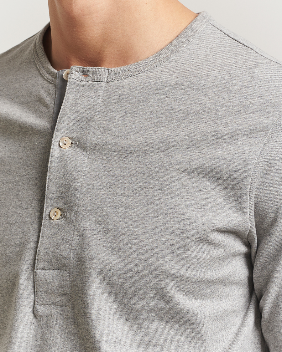Herre | Trøjer | Merz b. Schwanen | Classic Fit Sturdy Organic Cotton Henley Grey Melange