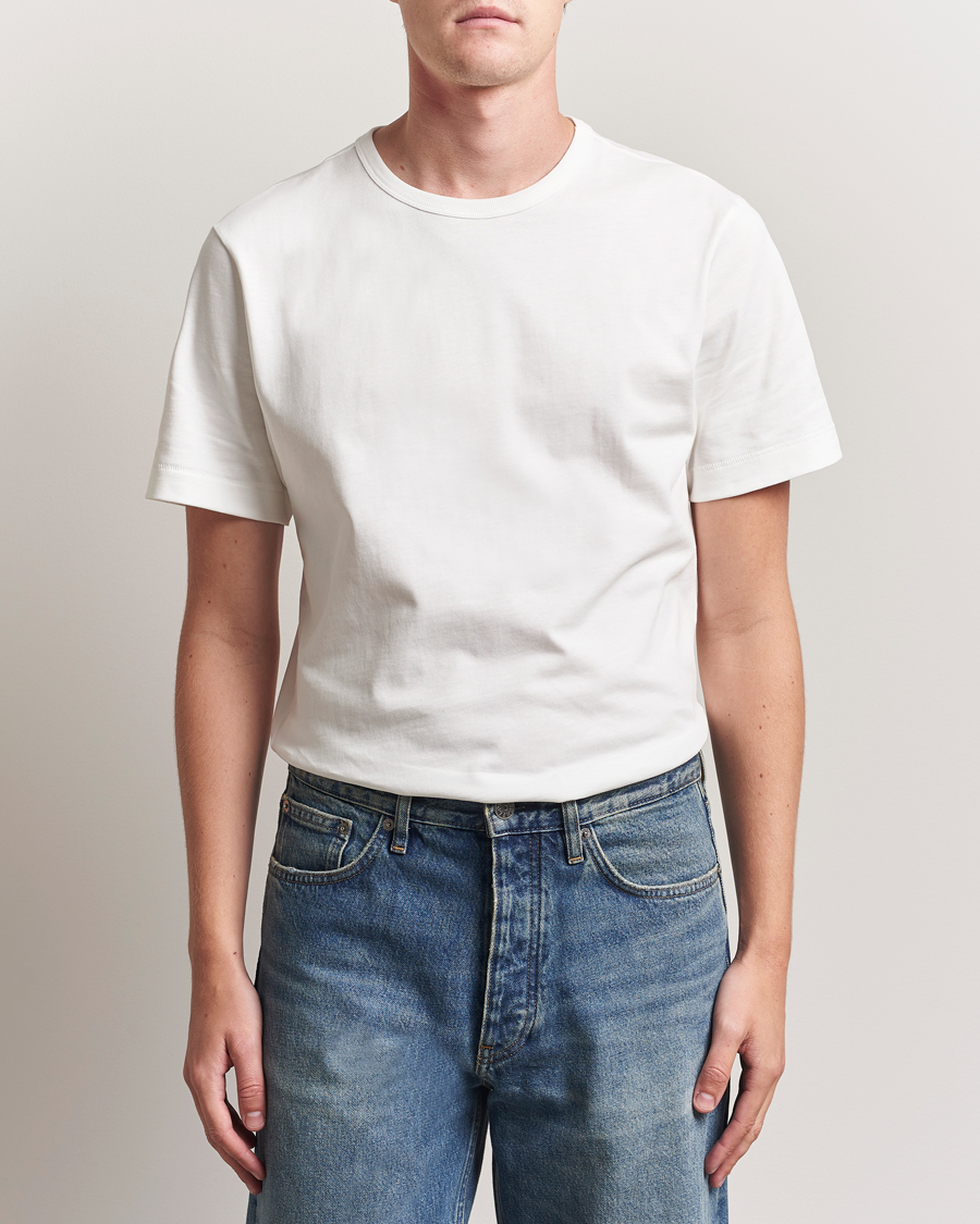 Herre | T-Shirts | Merz b. Schwanen | Classic Fit Sturdy Loopwheeled T-Shirt White