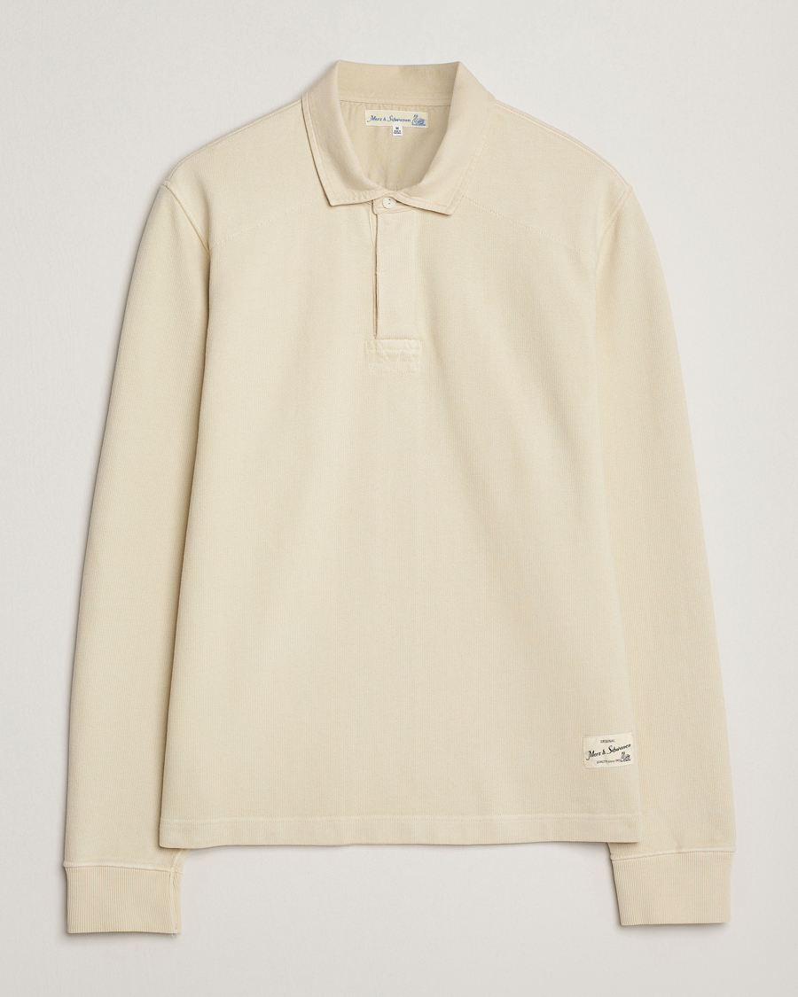 Herre | Trøjer | Merz b. Schwanen | Relaxed Fit Vintage Cotton Rugby Shirt Nature