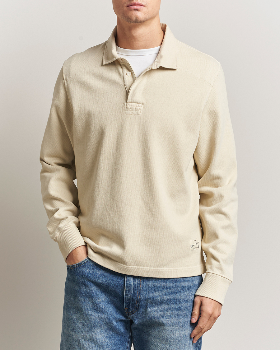 Herre | Trøjer | Merz b. Schwanen | Relaxed Fit Vintage Cotton Rugby Shirt Nature