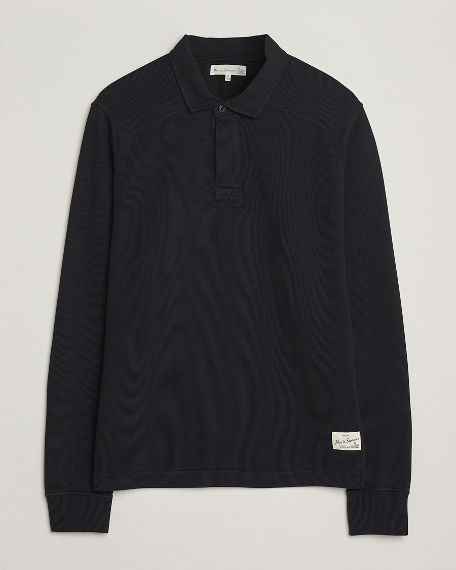 Herre | Trøjer | Merz b. Schwanen | Relaxed Fit Vintage Cotton Rugby Shirt Black