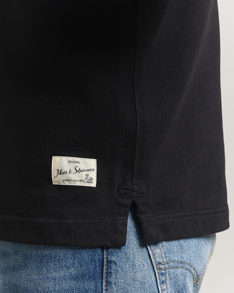 Herre | Trøjer | Merz b. Schwanen | Relaxed Fit Vintage Cotton Rugby Shirt Black