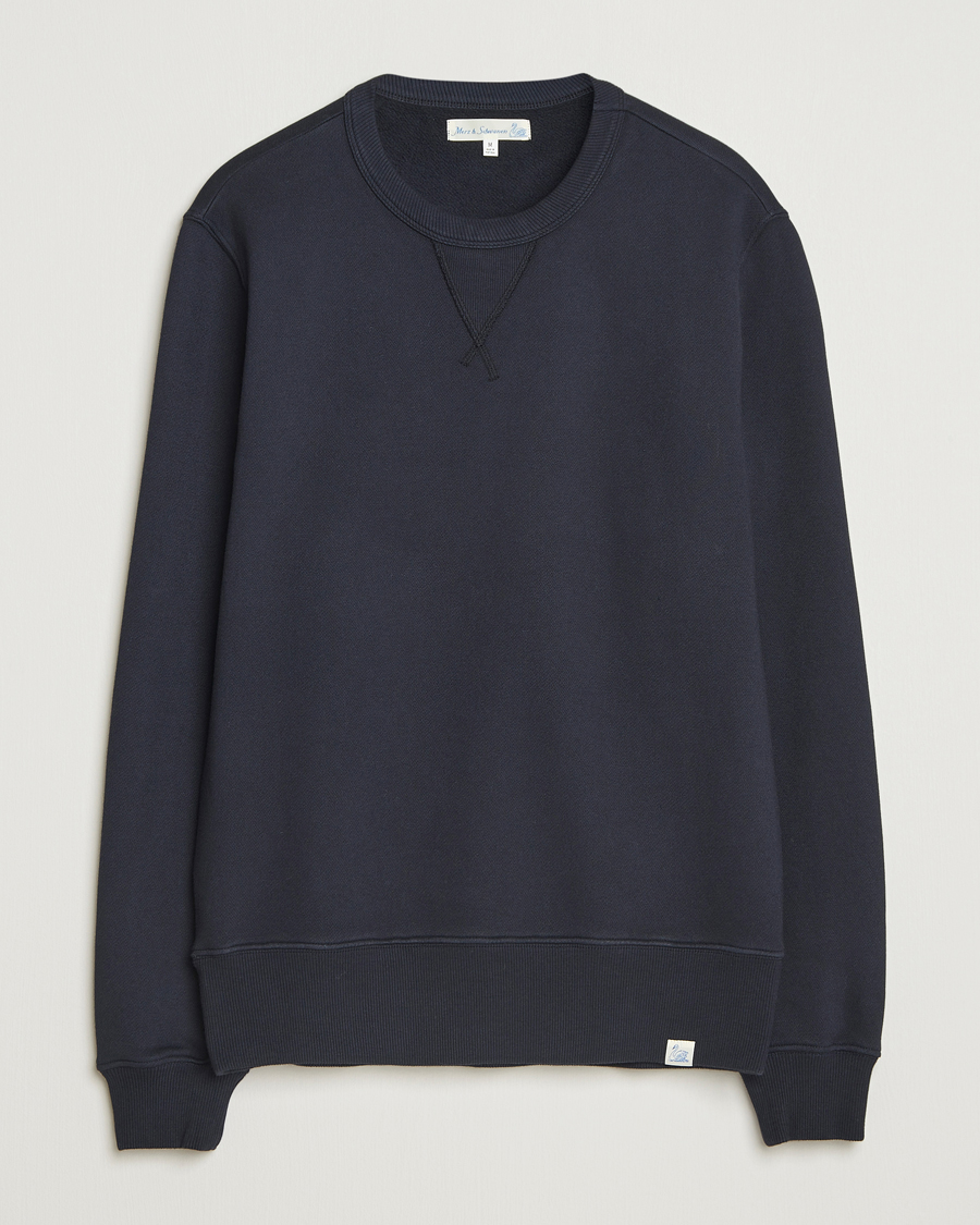 Herre | Trøjer | Merz b. Schwanen | Relaxed Fit Vintage Cotton Sweatshirt Dark Navy