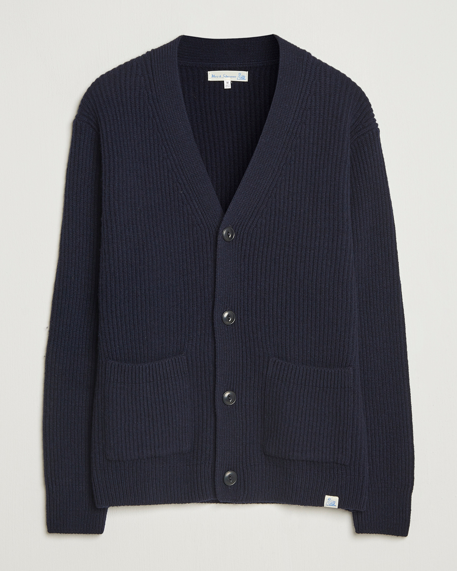 Herre | Trøjer | Merz b. Schwanen | Merino/Cashmere Knitted Cardigan Dark Navy