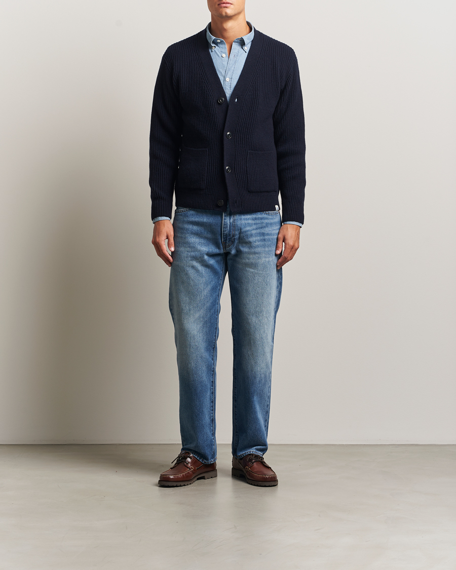 Herre | Trøjer | Merz b. Schwanen | Merino/Cashmere Knitted Cardigan Dark Navy