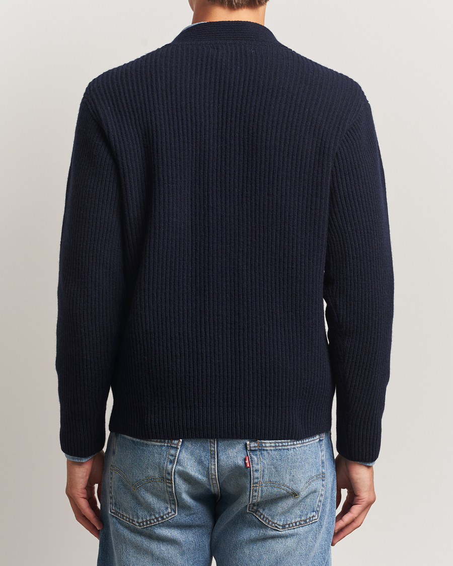 Herre | Trøjer | Merz b. Schwanen | Merino/Cashmere Knitted Cardigan Dark Navy